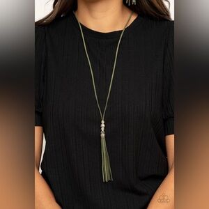 Paparazzi Jewelry - Hold my Tassel Green Necklace - Vintage